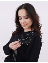 Gül Yaka  Detaylı Siyah Giy Çık