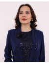 Yaka Detaylı Menekşe Detaylı Elbise 